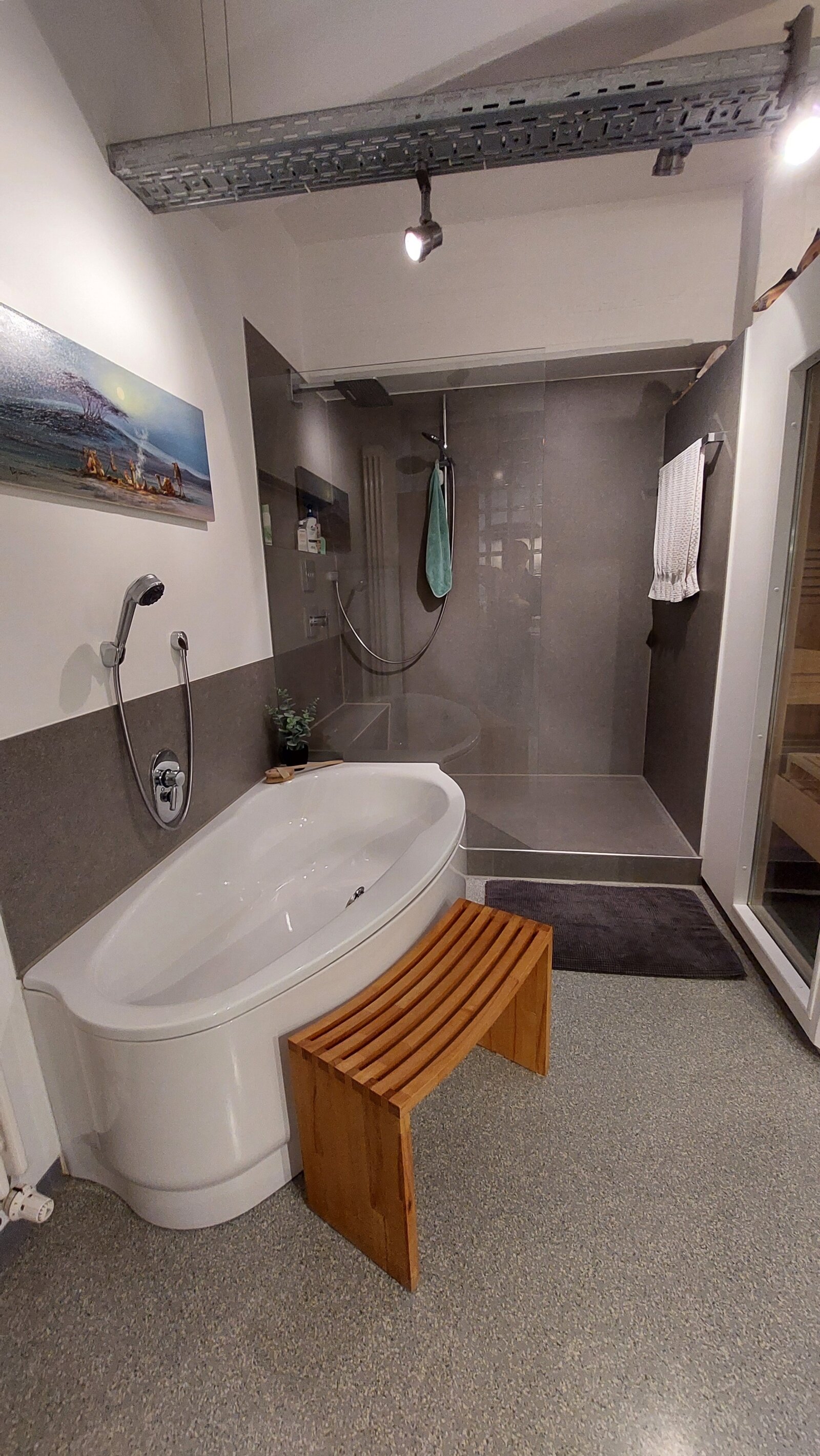 Wanne und Dusche im Bad